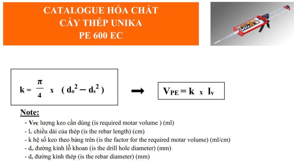định mức sử dụng keo unika pe-600ec